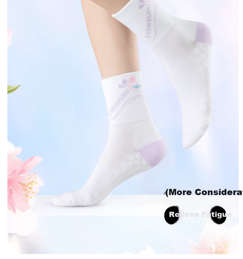 KAWASAKI Women's Featherweight Breathable Sweat-Absorbing Sports Mid Socks, Floral Series C6264 12