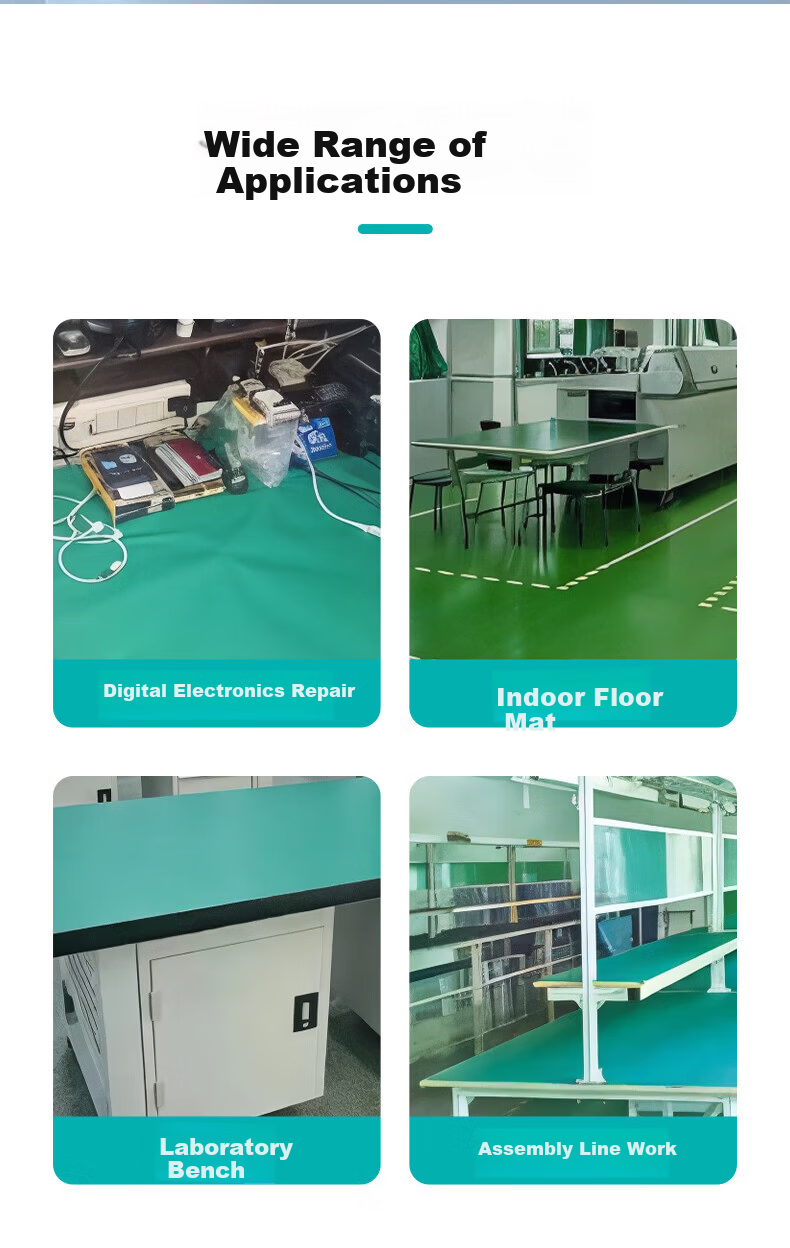 Mars Tiger Anti-Static Workbench Mat Non-Slip High Temperature Resistant Rubber Mat for Factory Laboratory Repair Electronics Assembly Line 0.6m*1.2m*2mm Green Cuttable 11