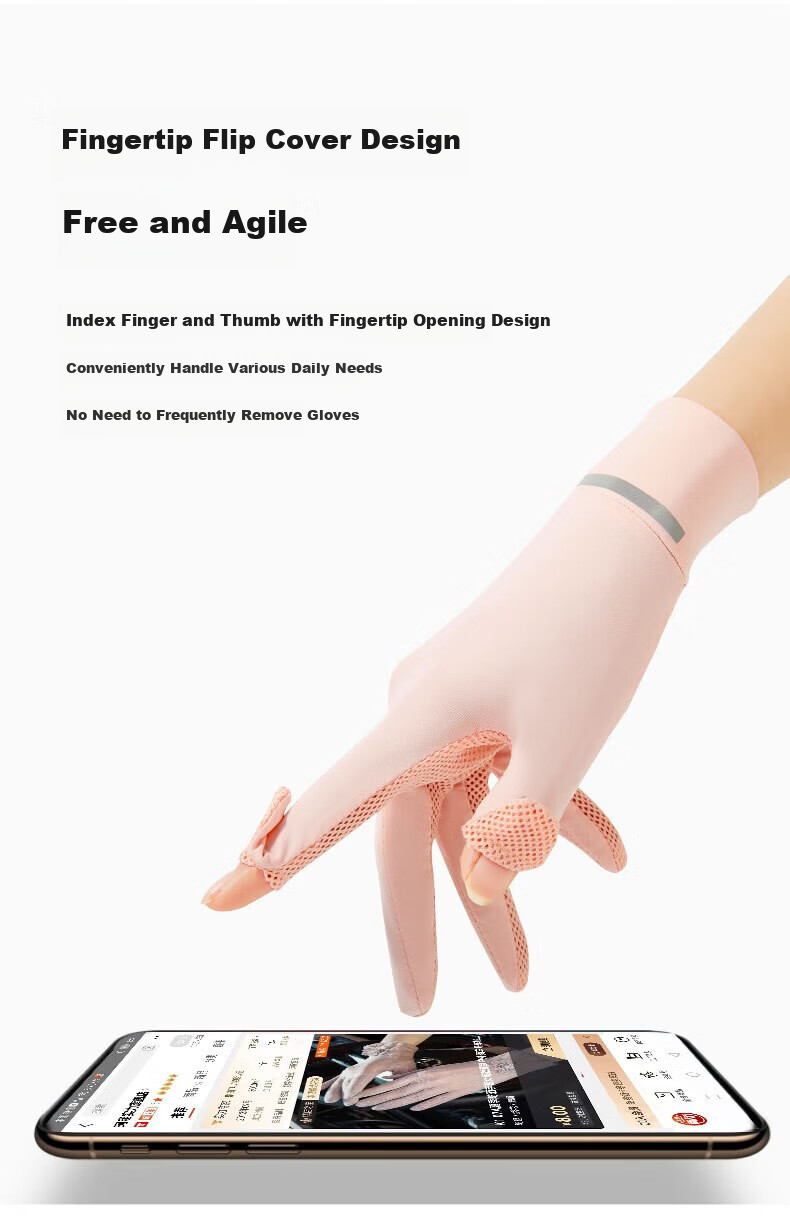 Cheguimu Sun Protection Gloves for Women, Summer Lightweight Outdoor UV-Resistant Arm Sleeves, Long Ice Silk Cycling Gloves 6