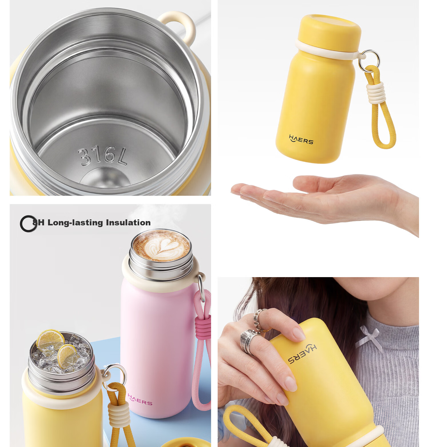HAERS Mini Pocket Stainless Steel Portable Cup 240ml Milk Coffee Straw Version 3