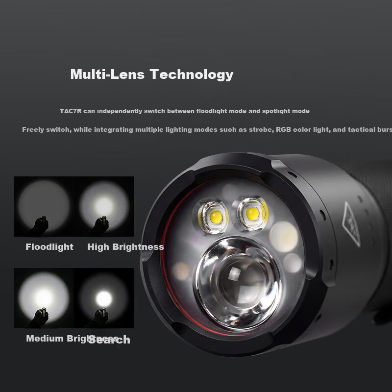 LED LENSER German High-Power Tactical Flashlight TAC7R Outdoor Lighting High Brightness Long Range Long Battery Life Patrol Duty