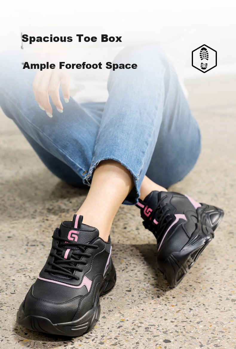 Junbu Women's Safety Work Shoes Anti-Smash Anti-Puncture Steel Toe Waterproof Ultra-Light Soft Sole Comfortable Construction Shoes 5076 Size 37 7