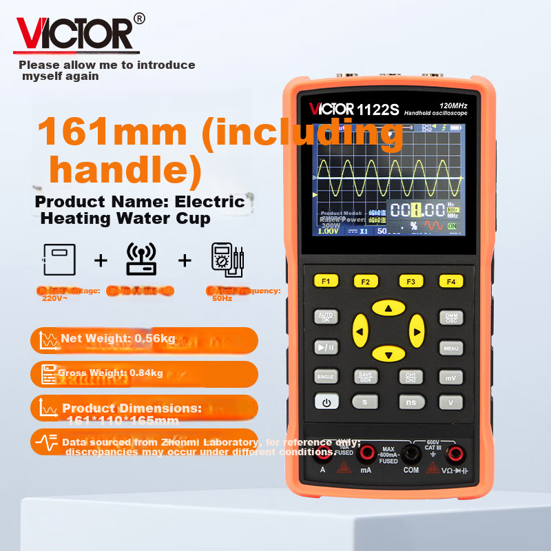 VICTOR VC1122S Handheld Digital Oscilloscope Portable Multimeter 3-in-1 Signal Generator for Home Use