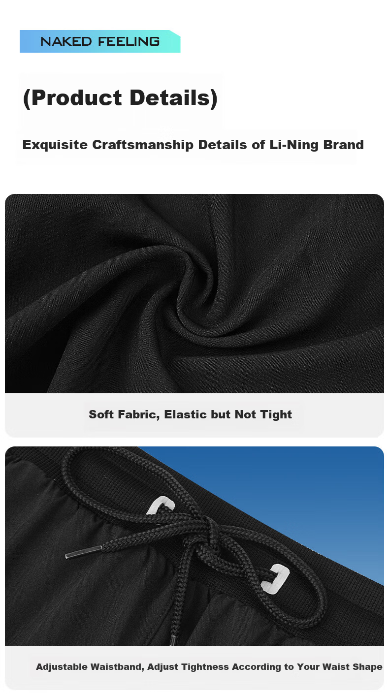 LI-NING Men's Summer Quick-Dry Ice Silk Breathable Running Fitness Shorts Lightweight Loose Sportswear 9