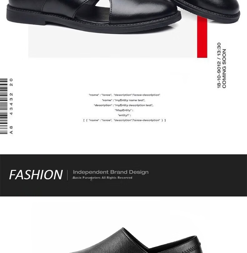 FOOTOPPO Men's Summer Leather Sandals Open Toe Hollow Breathable Non-slip Odor-resistant Soft Sole Outdoor Beach Shoes Black 3