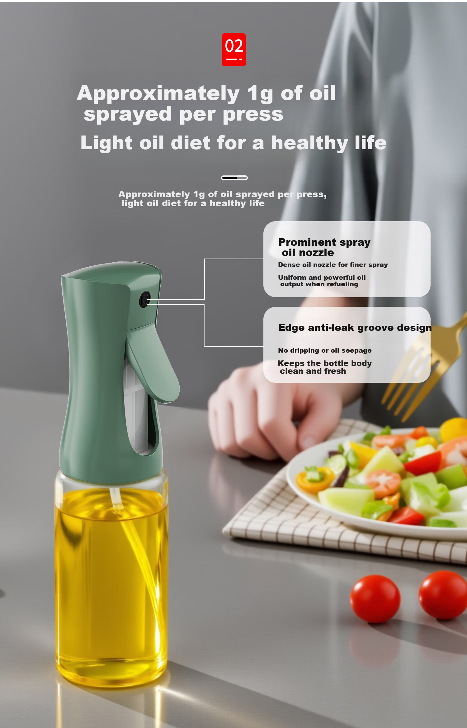KATEI STORY Japanese Glass Oil Sprayer Kitchen Household Air Fryer Oil Bottle Spray Bottle Atomized Oil Container 2