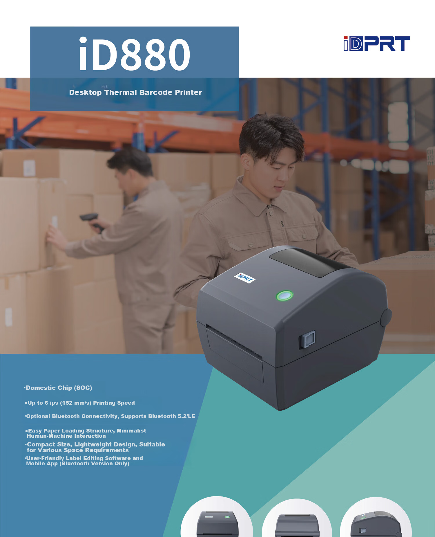 HPRT Label Printer iF4-300dpi Bluetooth Version Barcode Printer Thermal Transfer QR Code Ribbon Office Adhesive Label Certificate Price Tag Wash Care Hang Tag 1