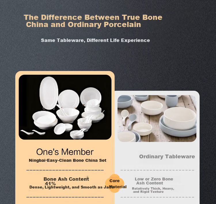 One's Member No.1 Bone China Bowl and Plate Set Home Simple Pure White Underglaze Color Tableware Housewarming Gift Box 4