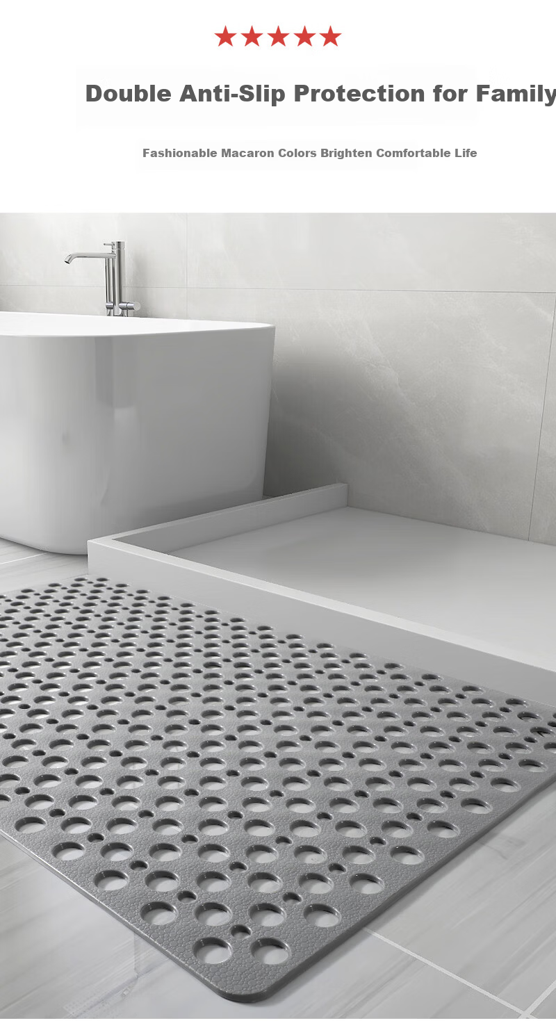 Huaxu Household Bathroom Non-Slip Mat, Shower Room Water Barrier Floor Mat, Hotel Toilet Bathing Foot Pad, Gray 6090 10