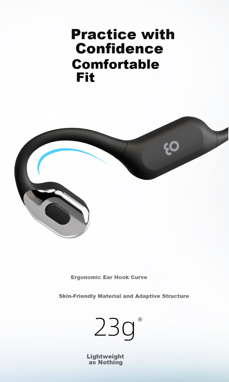 Guling New W80 Professional Bone Conduction Swimming EO Earphones Ear-Hook Sports Running Open Wireless Bluetooth In-Ear Waterproof Compatible with Apple Huawei Feisha Black 12