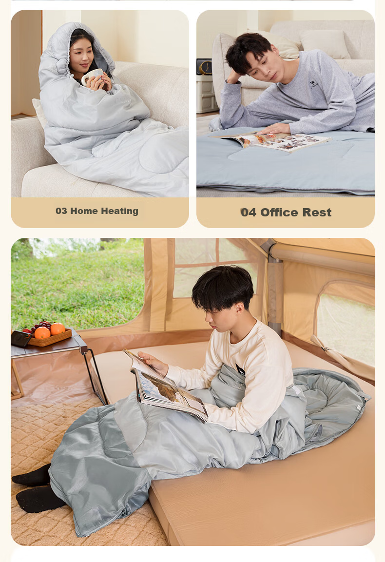 CAMEL Outdoor Sleeping Bag Camping Adult Thickened Warm Cold-Resistant Four-Season Universal Men's Winter Honey Peach Color 3009 10