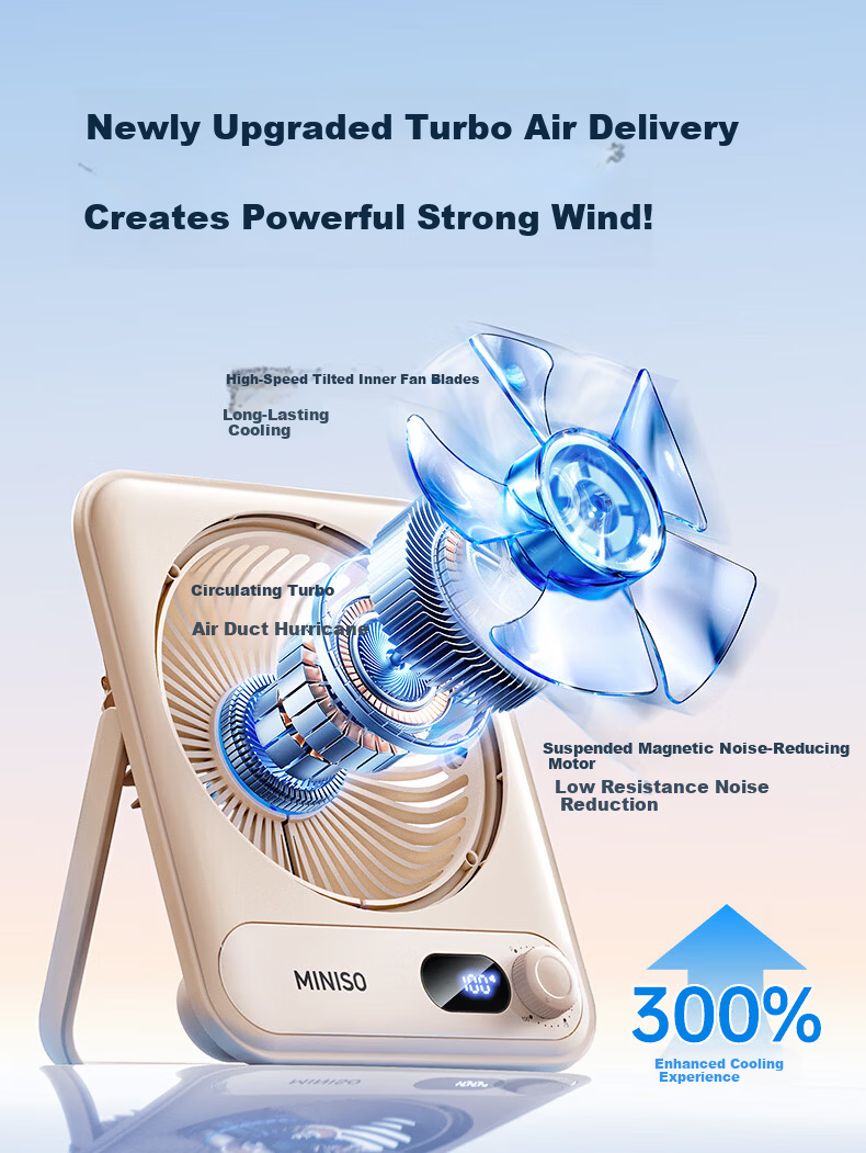 MINISO Mini USB Rechargeable Desktop Fan Ultra-thin Foldable Portable Quiet Energy-saving Small Office Fan 12
