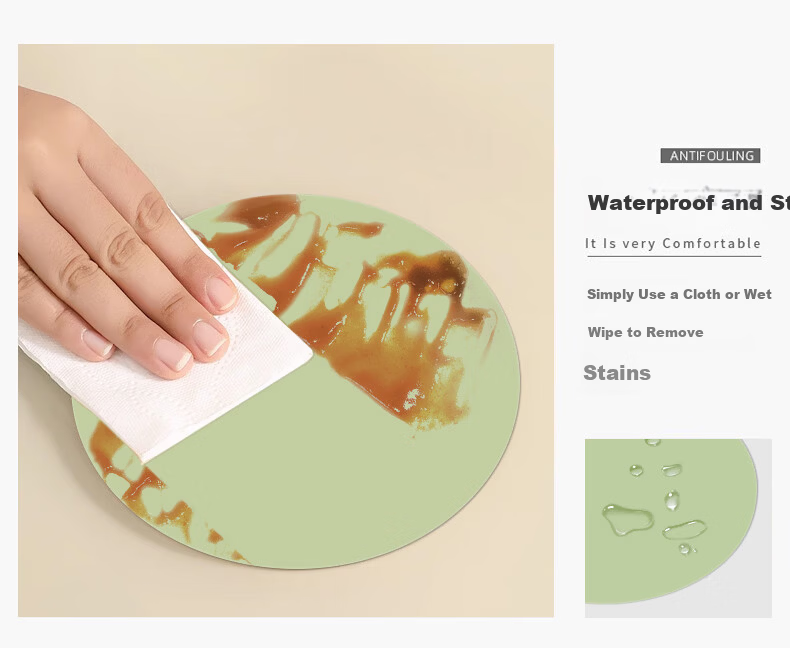 Gusi Tea Coaster Heat Insulation Absorbent Coffee Cup Mat Anti-Scald Bowl Mat Green/Gray Diameter 12cm (4 Pieces) 8