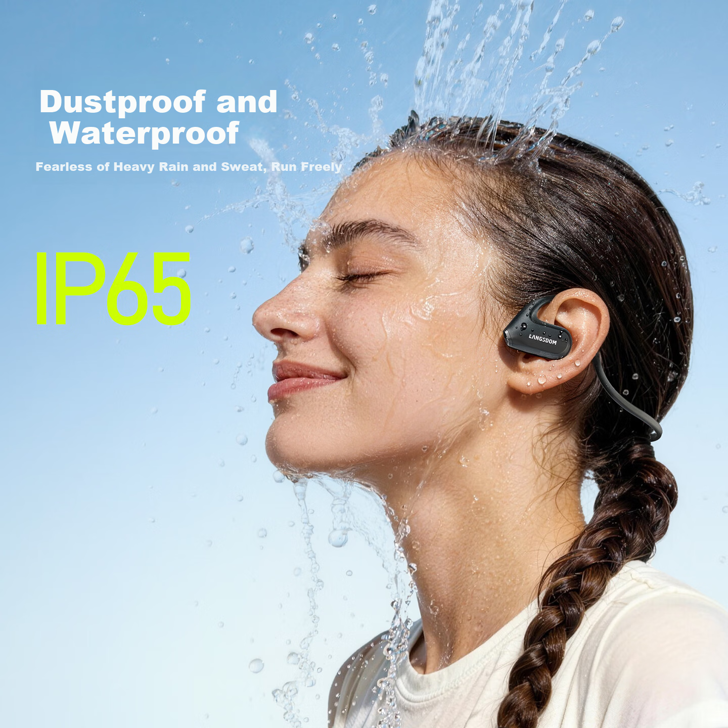 Langston Bluetooth Open-Ear Wireless Bone Conduction Headphones Sports Running Cycling Non-In-Ear Earphones Compatible with Apple BE25 Lilac Purple