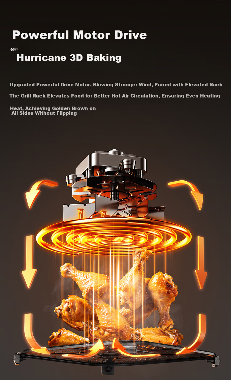 Joyoung Dual Heat Source Air Fryer 7.8L Large Capacity Visible Window Stainless Steel Steam Oven KL80-V587Y 9