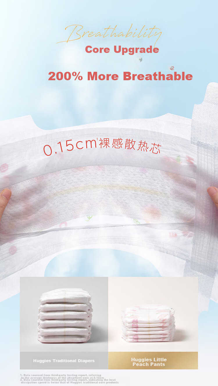 Huggies Platinum Little Peach Pants Diapers Medium M72 (6-11kg) Breathable Cooling Diapers 4