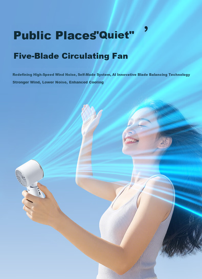 VENIDER 2026 Heavy-Duty Ice Cooling High-Speed Handheld Folding Mini Portable Outdoor Desktop USB Neck Hanging Rechargeable Silent Long-Lasting Fan for Students Dormitory 8