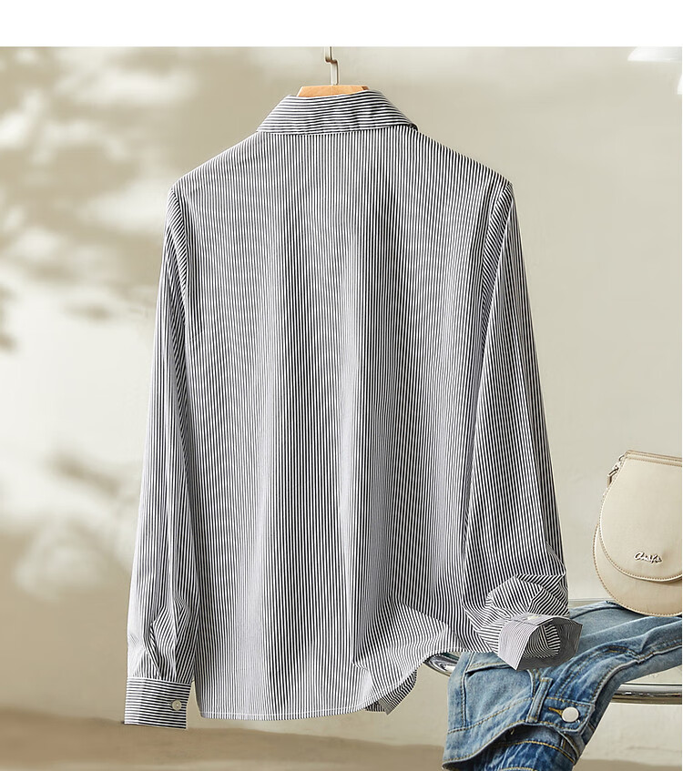 Dme [Career Art Collector] Spring And Autumn Breathable Simple Lapel Shirt, Long-Sleeve Fitted Blouse, Women's Top 16