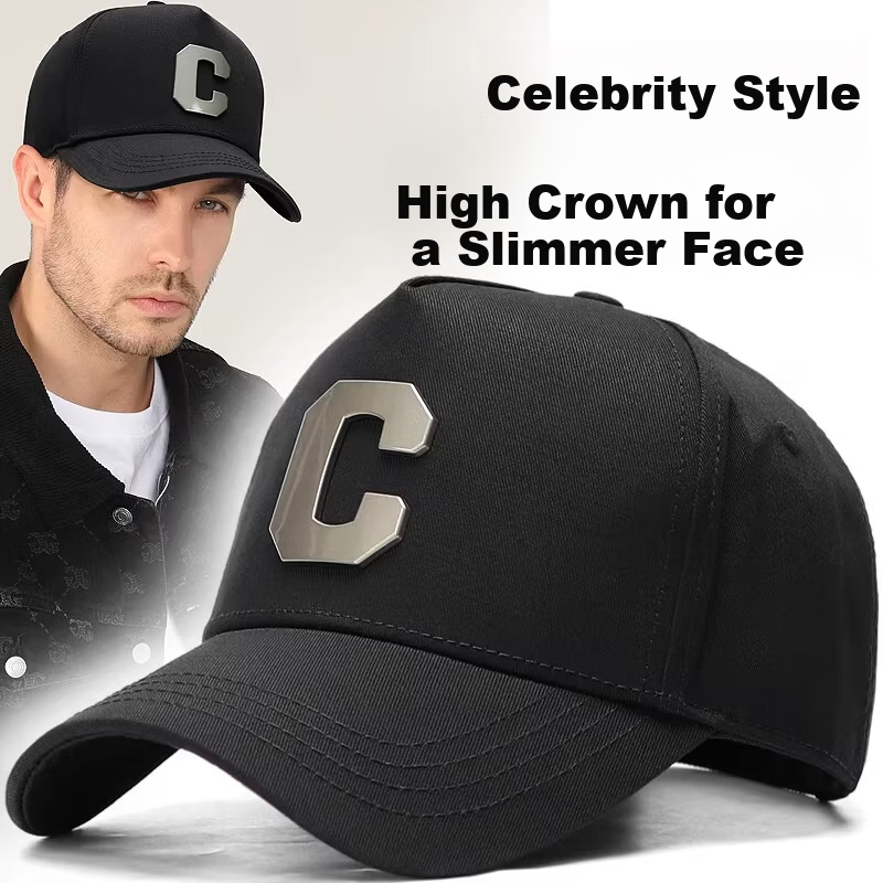 Miiow Men's New Deepened High-Top Baseball Cap C-Logo Large Head Circumference Outdoor Duckbill Hat Trendy Face-Slimming Brand