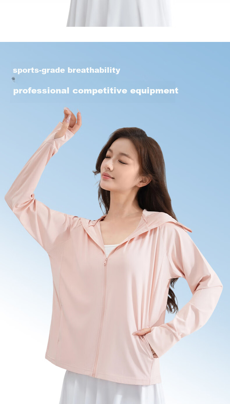 LangSha Women's Sunscreen Jacket Spring Summer Ice Silk Cooling UV Protection Breathable Comfortable Outdoor Skin Jacket 543 6