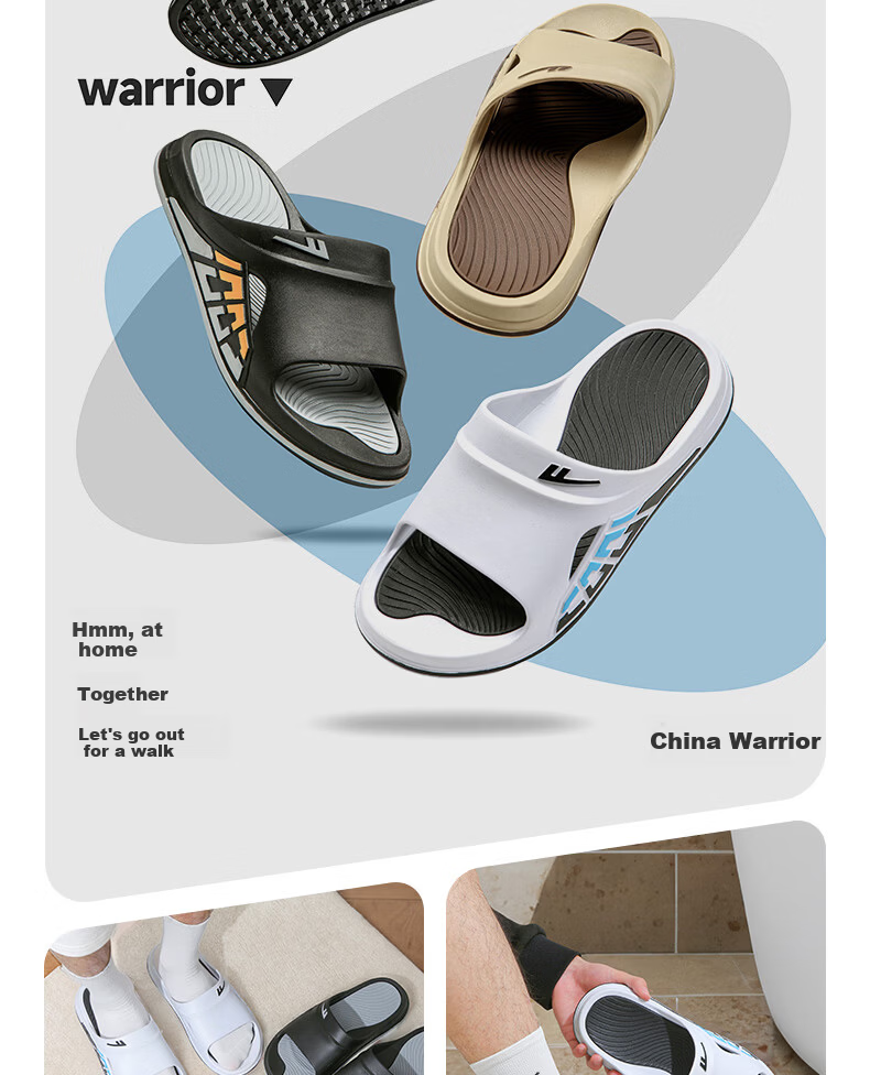 Warrior Official Flip Flops 2026 Summer Sports Outdoor Home Men's Sandals White Orange Size 44-45 2