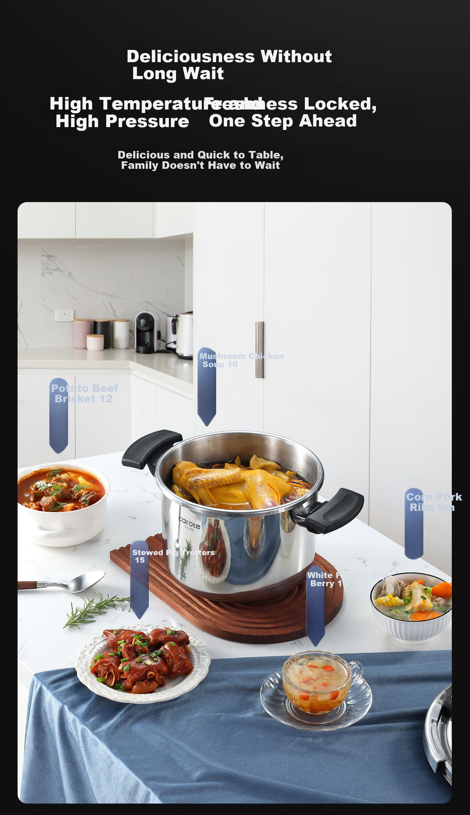 Carrot Small Household Pressure Cooker 304 Stainless Steel Single-Handed Explosion-Proof Pressure Cooker Compatible with Gas Stove and Induction Cooker 6