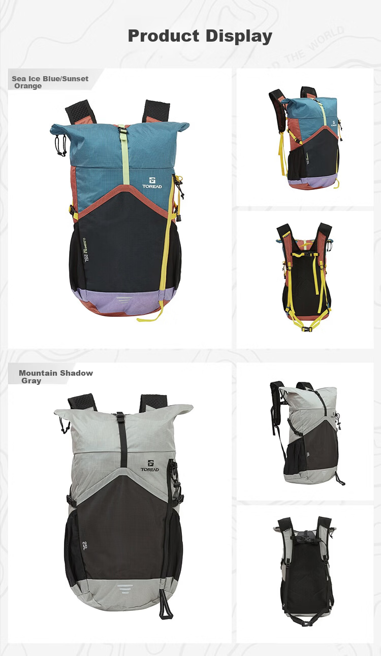 TOREAD Lightweight 25L Hiking Backpack Large Capacity Scratch-Resistant Foldable Double Shoulder Bag Travel Commuting School Bag Micro Light Green 8