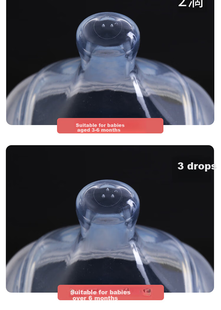 Aibao Bear Square Baby Bottle Nipple Accessory Stage 3 Round Hole 6+ Months (Compatible with Various Hegen Square Bottles) 8
