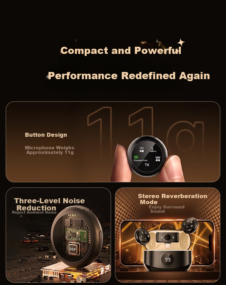 Zhiguozhe Wireless Lavalier Microphone with Triple Noise Reduction and Reverberation, Live Streaming Kit for Hosts, Dual-Device Connection, Video Recording, Mobile Short Video Voice-Over Equipment 7