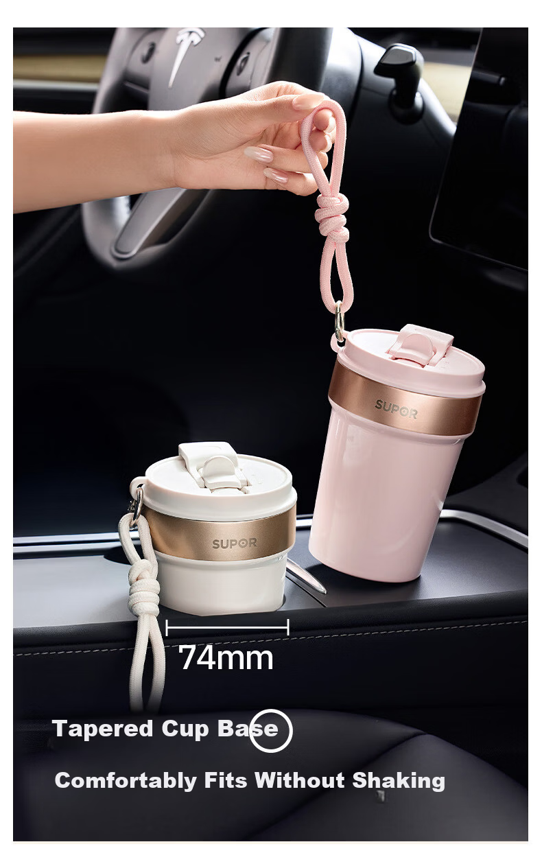 SUPOR Insulated Ceramic Lined Coffee Mug Women's Portable Car Cup High-Value Gift 10