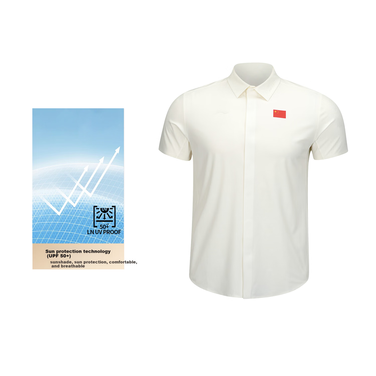 Li-Ning Glory National Flag Logo POLO Shirt for Men And Women, Cool-Feeling Sun Protection Sports Business Basic Shirt Short Sleeve Champion Style
