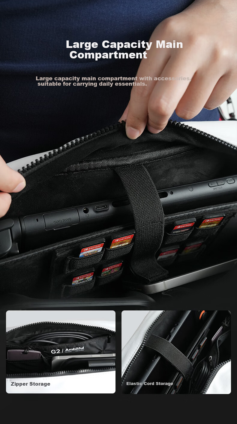 AMBITFUL Zhijie G2 Compatible Switch 2 Storage Bag Game Console Protective Case Multifunctional Portable Storage Pouch Large Capacity Shockproof Bag 8