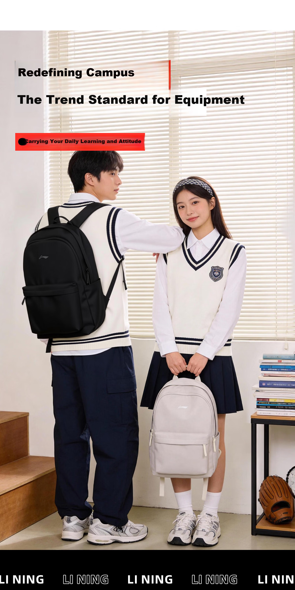 Li-Ning Backpack for Men, High School Student Bookbag, Stylish 2026 New Model, Large Capacity, Lightweight Travel Backpack, Laptop Bag 5