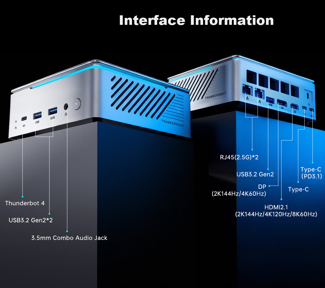 ThundeRobot MIX Pro High-Performance Gaming Esports Design Desktop Mini PC (Ultra5 225H 32GB 1TB SSD) 6
