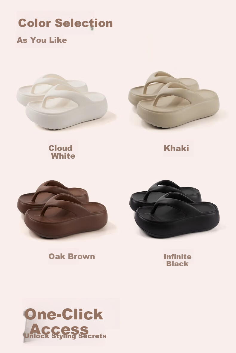 Guoluofi Cushioned Thick Sole Flip Flops for Women Summer Outdoor Fashion Height Increasing Beach Toe-Post Sandals Off-White Size 35-36 7