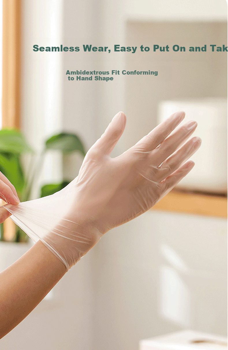 Yibei Extended Disposable PVC Gloves for Dishwashing, Baking, Kneading, Cleaning Household Use, Upgraded Pack of 100, Size L 3