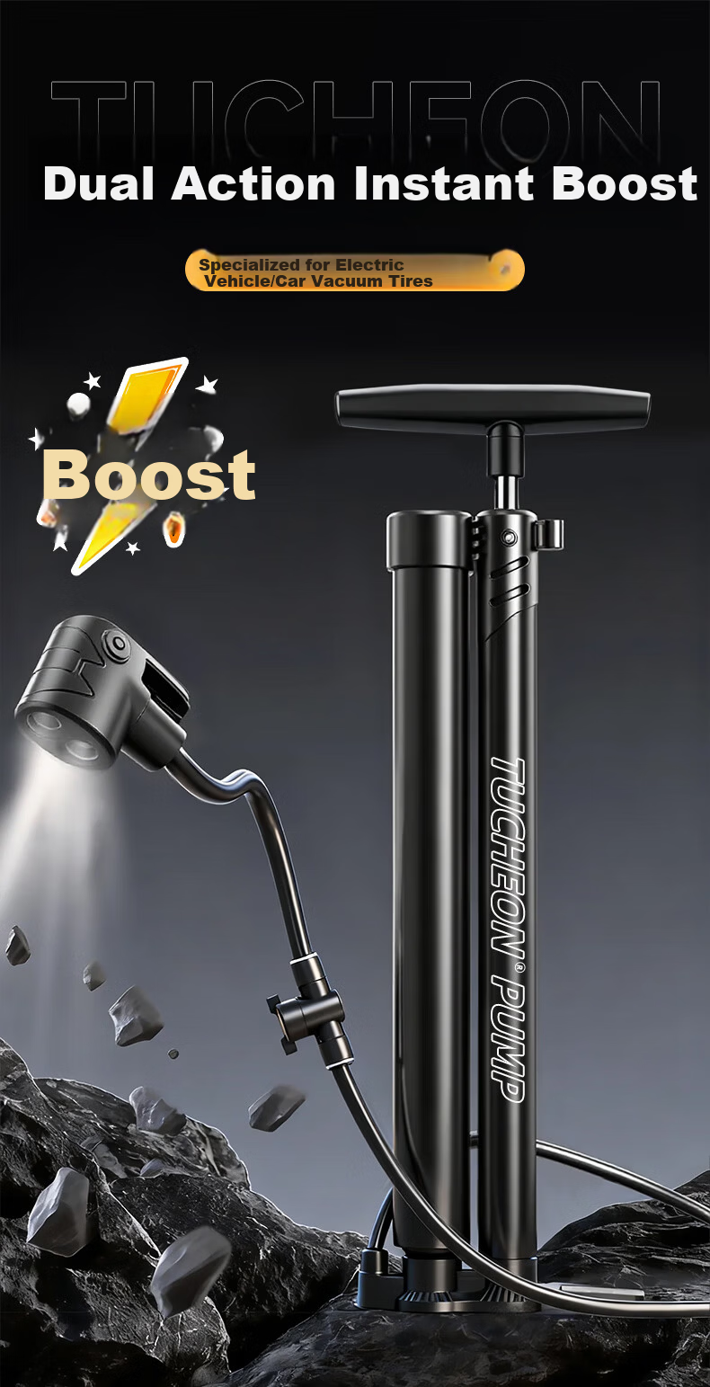 Ousen Dual-Barrel High-Pressure Air Pump with Smart Valve for Bicycle, Electric Vehicle, and Home Use 1