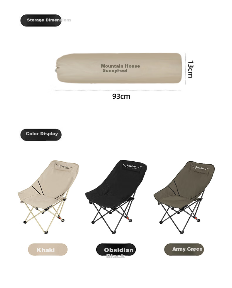 Shanfei Nest Joy Moon Chair Outdoor Folding Chair with Widened Armrests Portable Recliner Picnic Stool Nap Fishing Lounge Chair 15