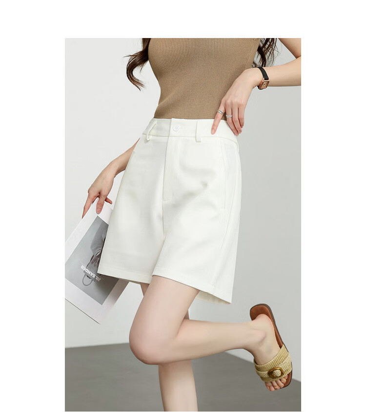 Demana Light Workplace Series Summer Simple Commuter Wide-Leg Blazer Shorts Loose Slim Fit Petite Women's Premium Style 6