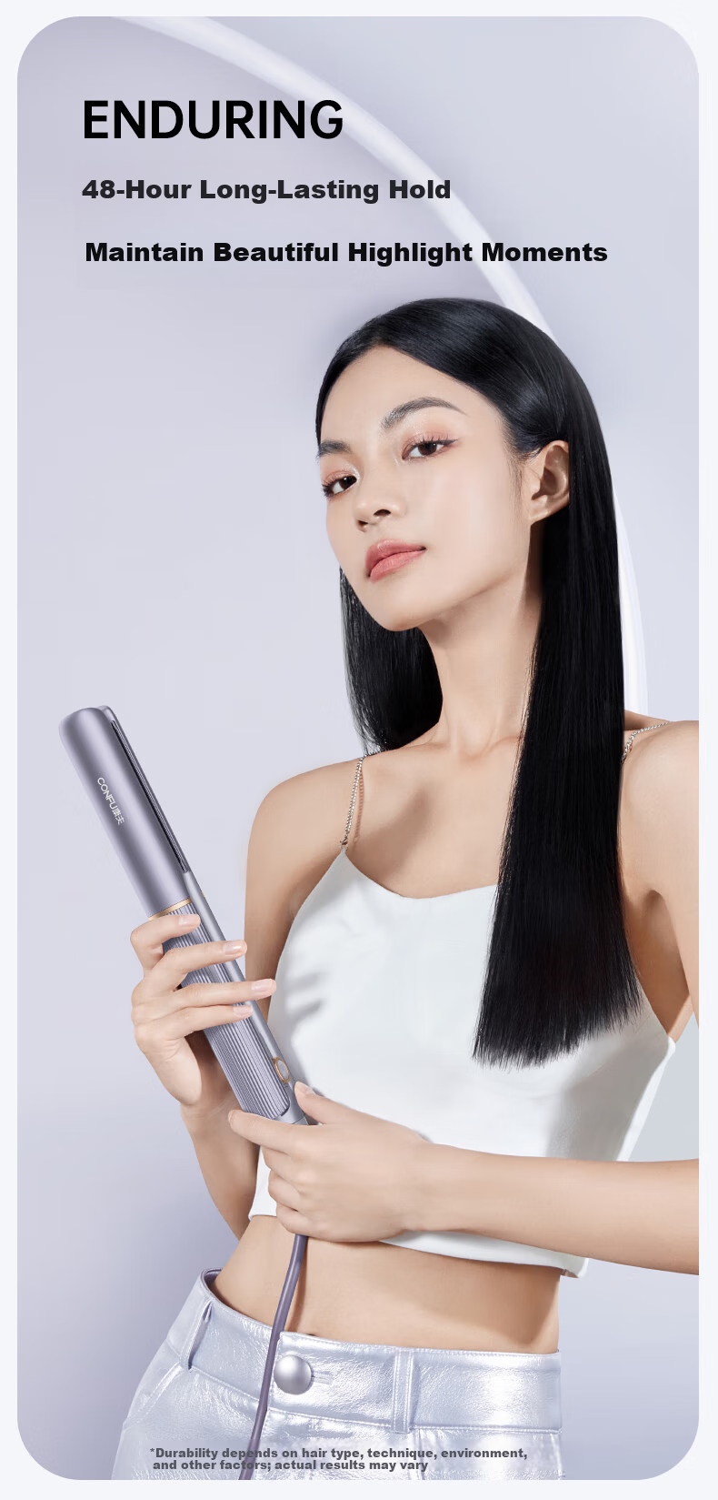 CONFU L2 Purple Hair Straightener and Curler Flat Iron Negative Ion Hair Care Dual-Use Men's Hair Straightener Heat Protection Bangs Clip Student Dorm Birthday Gift 2