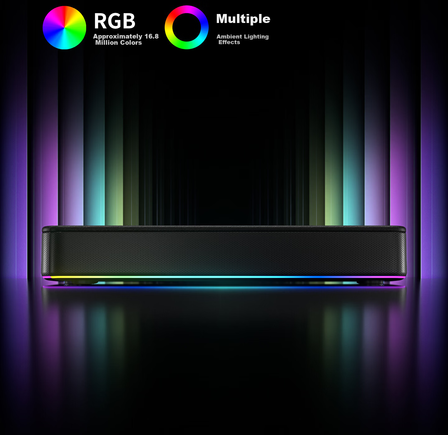 HP Konggu Bluetooth Wired Desktop Computer Subwoofer Touch RGB Gaming Soundbar Black 6