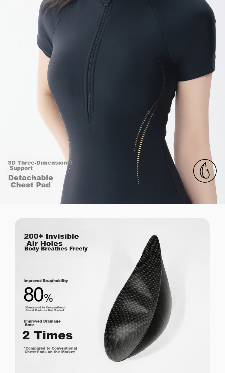 Anta Slim Waist Women's New Conservative Long Sleeve Plus Size Two-Piece Swimsuit Black M 9