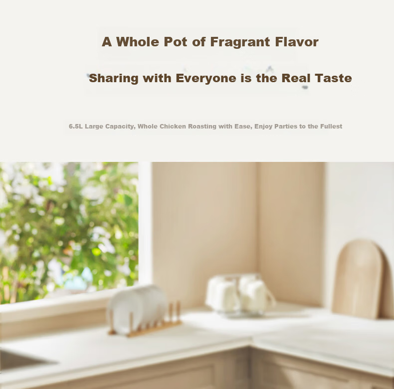 Joyoung Air Fryer, Flame-Broiled No-Flip Dual Heating Source, Visible Large Window, Steam Tender Roasting, Home Use, 6.5L Large Capacity, Three-Dimensional Water Replenishment Compartment, KL65-V576 24