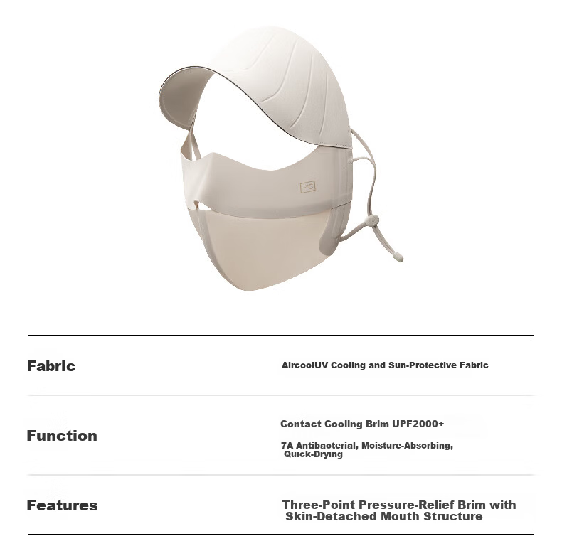 Jiao Nei Liang Pi 502UV Women's Sunscreen Mask with Brim Full Face Protective Shield UV Protection Sunshade Face Bikini New Model 2