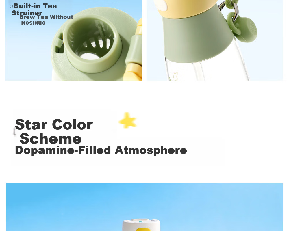 FUGUANG Plastic Tritan Water Bottle for Kids Students Women Portable Summer High-Temperature Resistant Sports Pink Green 520ML 4