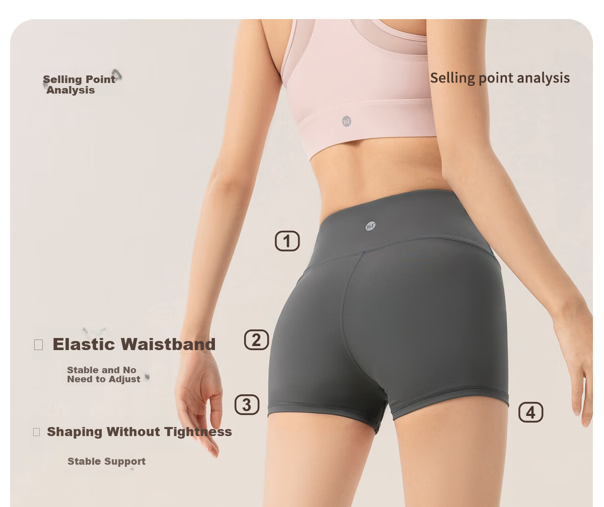 361° Women's Summer Thin Yoga Shorts Three-Quarter Yoga Pants Cycling Fitness Sports Shorts for Women 3