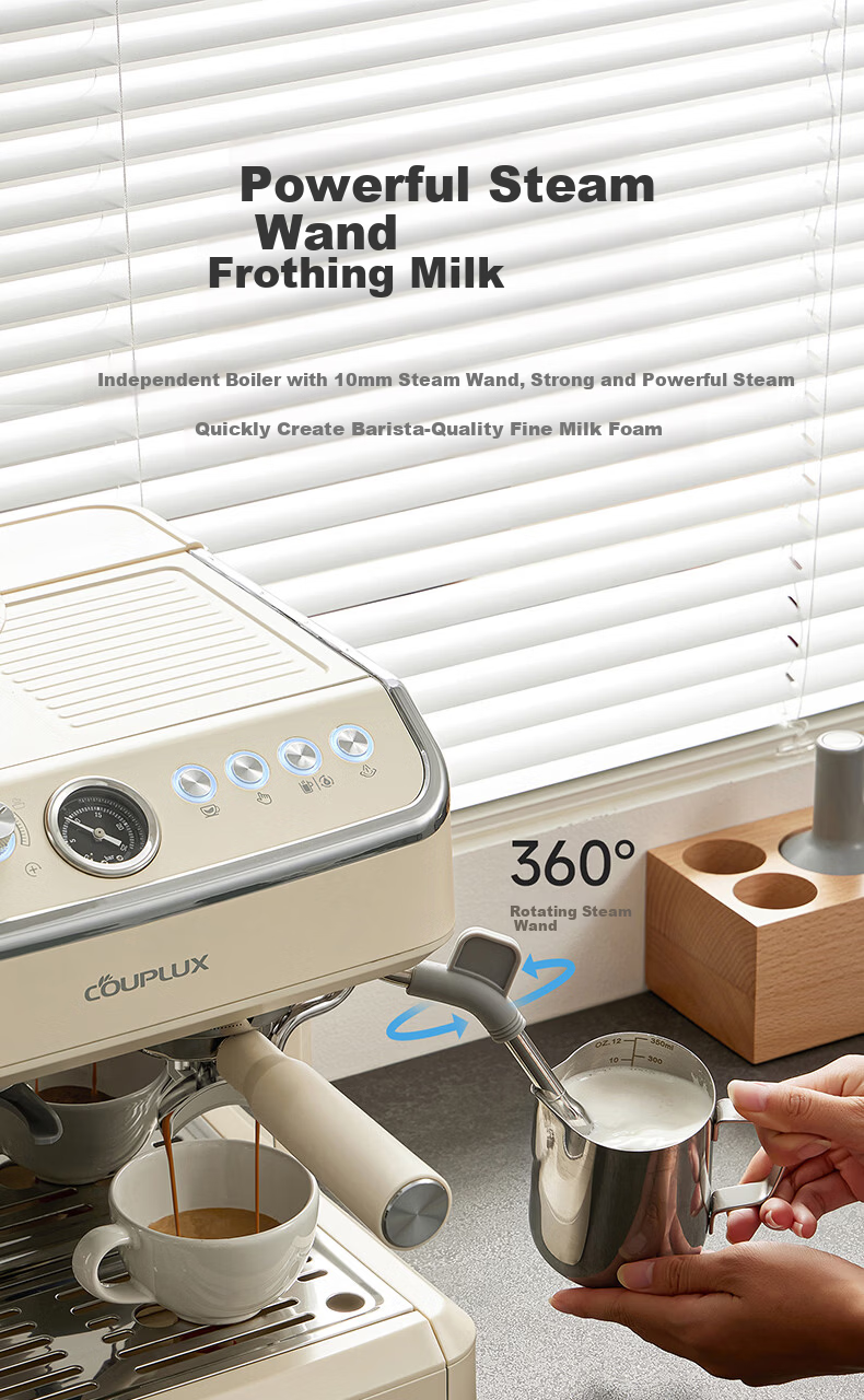 Kepura CP296 Cloud White Dual Pump Dual Boiler Espresso Coffee Machine Semi-Automatic Home Office Small Steam Milk Frother Grinder All-in-One (Cold Brew Version) 7