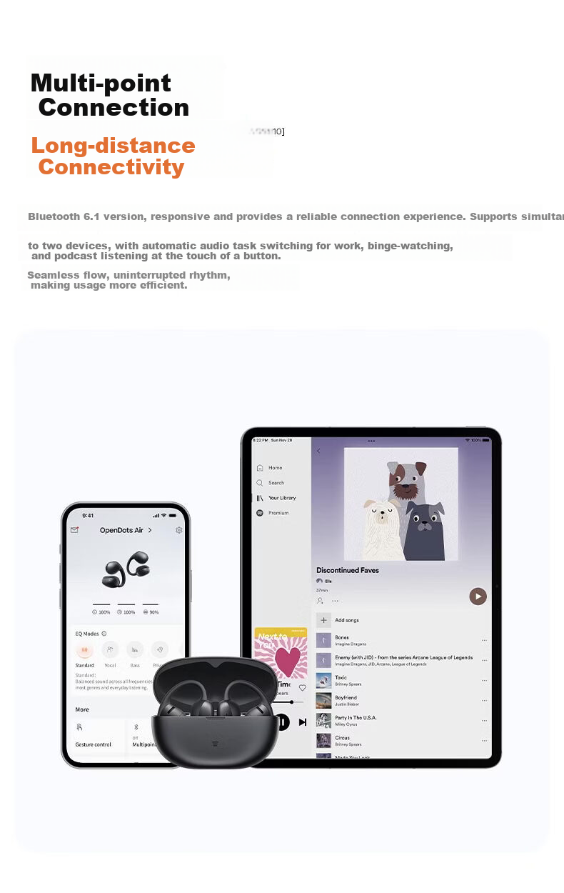 SHOKZ OpenDots Air Open-Ear Bluetooth Earbuds Wireless Clip-On Bluetooth Running Sports Earphones Dawn Purple 9