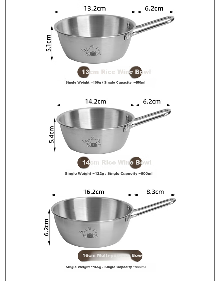 Banwu Life 304 Stainless Steel Sherpa Bowl Outdoor Camping Small Bowl Rice Wine Bowl Cooking Bowl Korean Style Seasoning Bowl Portable Bowl 3