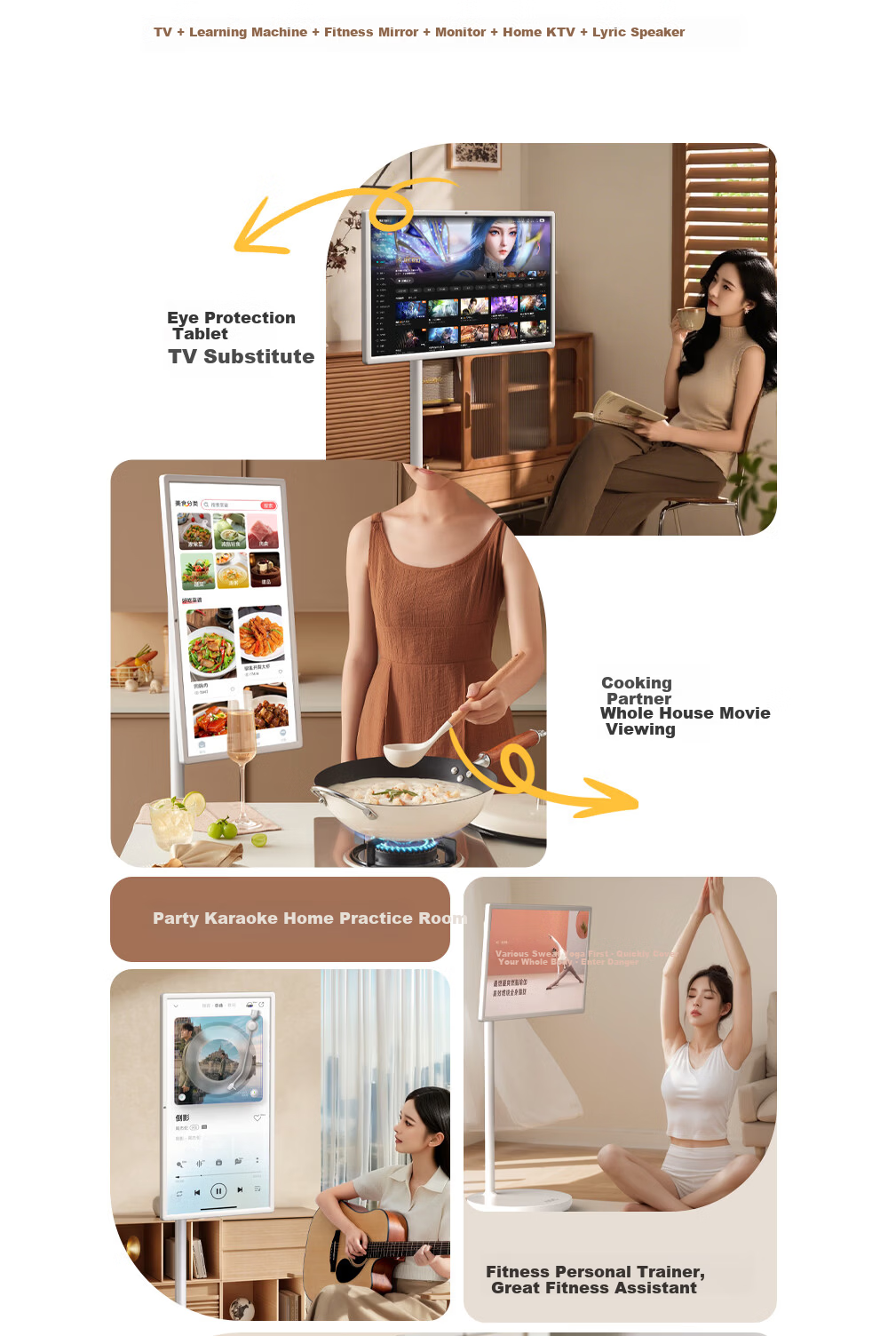AOC Bestie Touchscreen 4K HD Eye Protection 32-inch Large AI Smart Screen 128GB Portable TV Wireless Screen Casting Fitness Touch Tablet 3